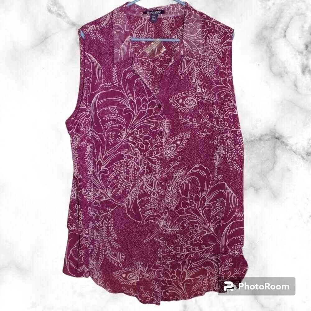 ROMAN'S Layered Women's Button Up Tunic Shirt